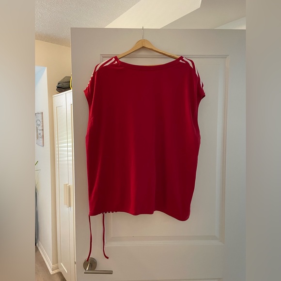Red and White Striped Alia Short Sleeve Top Size 3x VGUC - Picture 2 of 3